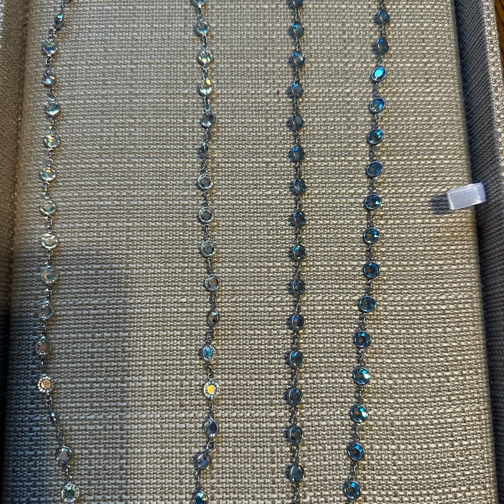 Swarovski Blue Necklace with Delicate Beads and Silver-Toned Links